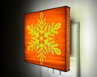 Snowflake Nightlight - Holiday, Christmas, Winter Cabin, Skiing, Snow, Mountains