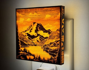 The Mountain Night light, Mount Rainier, Tahoma, PNW, Hiker Gift, nature art, mount rainier national park