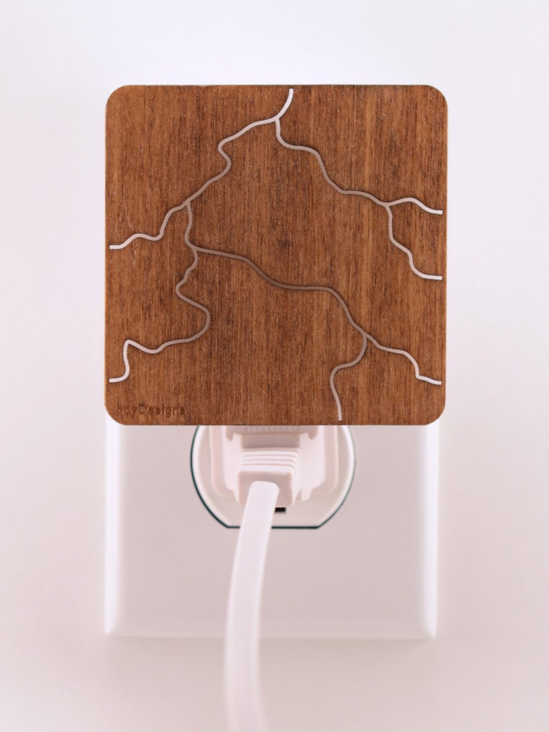 Wood Night Light lantern laser cut LED Rivers of Lightning image 5