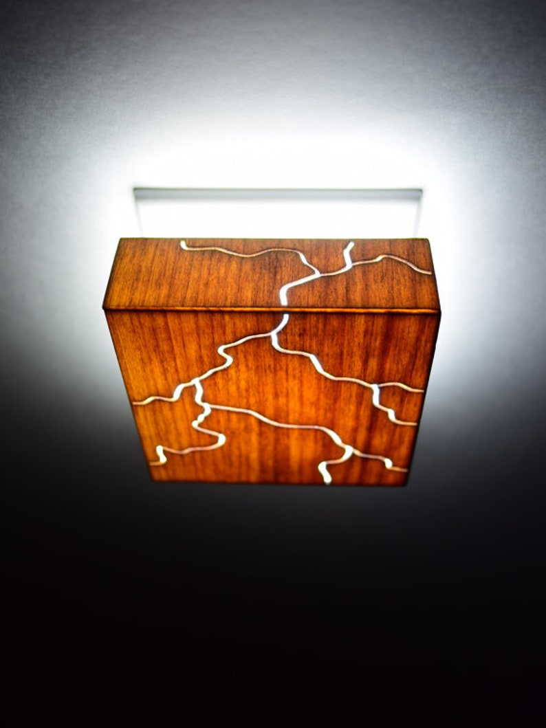 Wood Night Light lantern laser cut LED Rivers of Lightning image 3