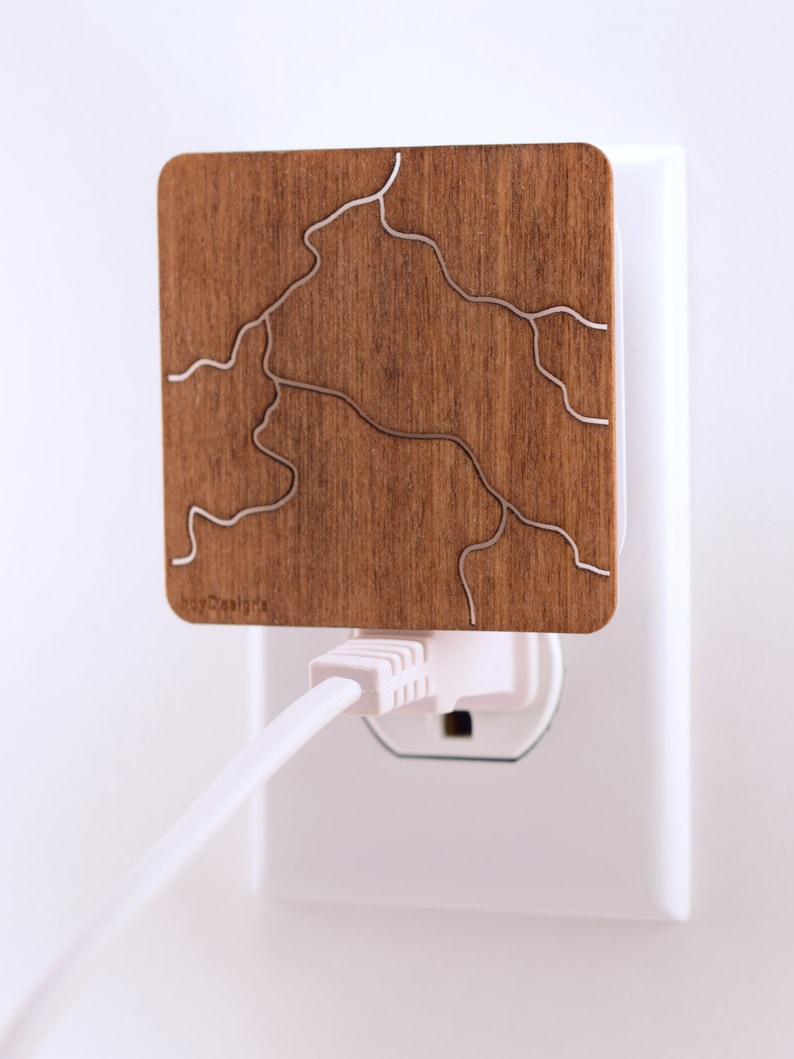 Wood Night Light lantern laser cut LED Rivers of Lightning image 7