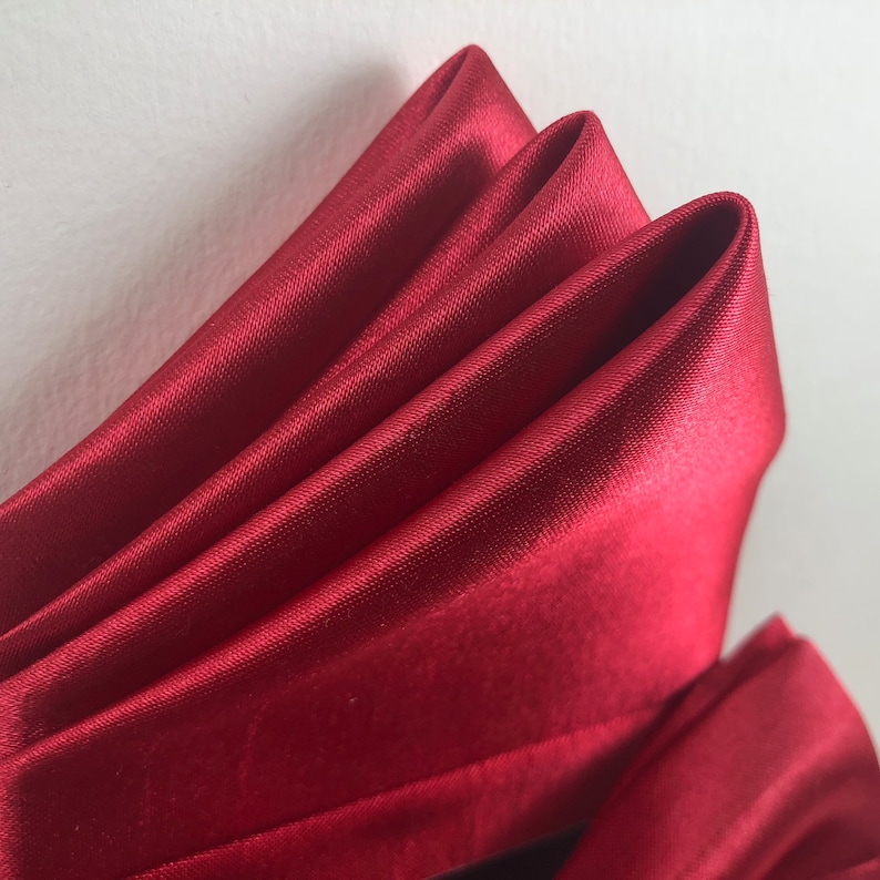 Red pre-folded hand made pocket square