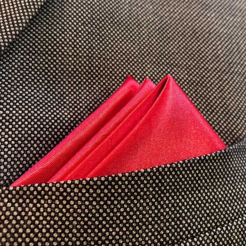 Red pre-folded hand made pocket square