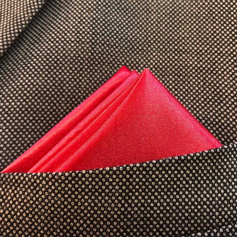 Red pre-folded hand made pocket square