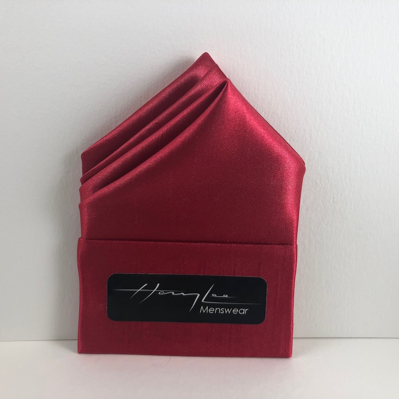 Red pre-folded hand made pocket square