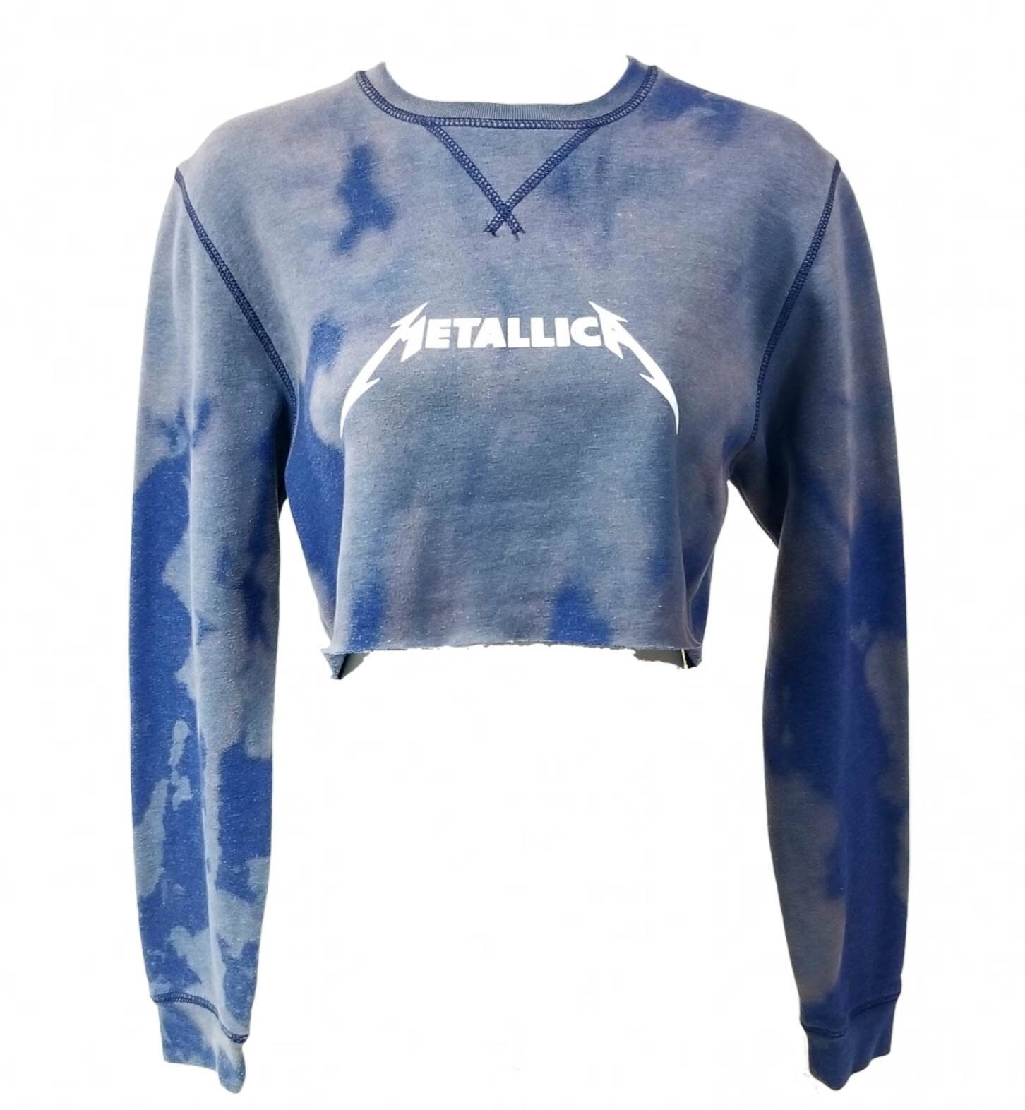 metallica distressed washed crew neck sweatshirt
