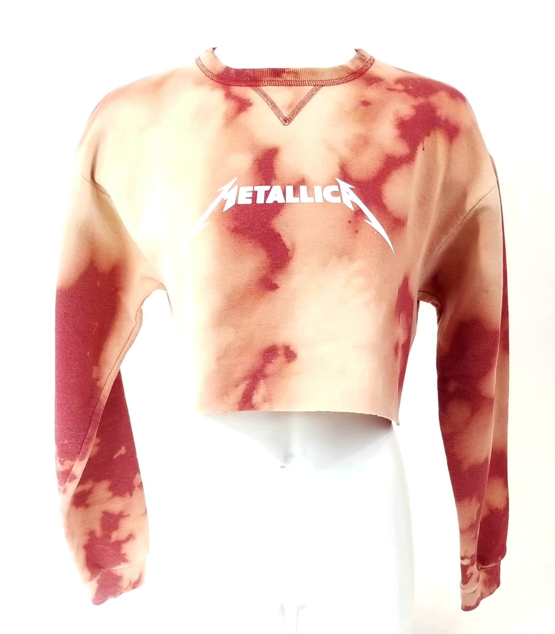 metallica distressed washed crew neck sweatshirt