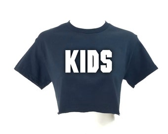 KIDS 90's Skateboarding Movie New York Punk Rock Distressed Cropped Crop Top Tee - streetwear y2k hip hop rap tee reworked vintage band