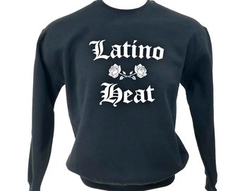 LATINO HEAT Wrestling Pullover Crewneck Sweatshirt - streetwear hip hop rap tee rock tee tour tee band tee 90s y2k mexico latina luchador