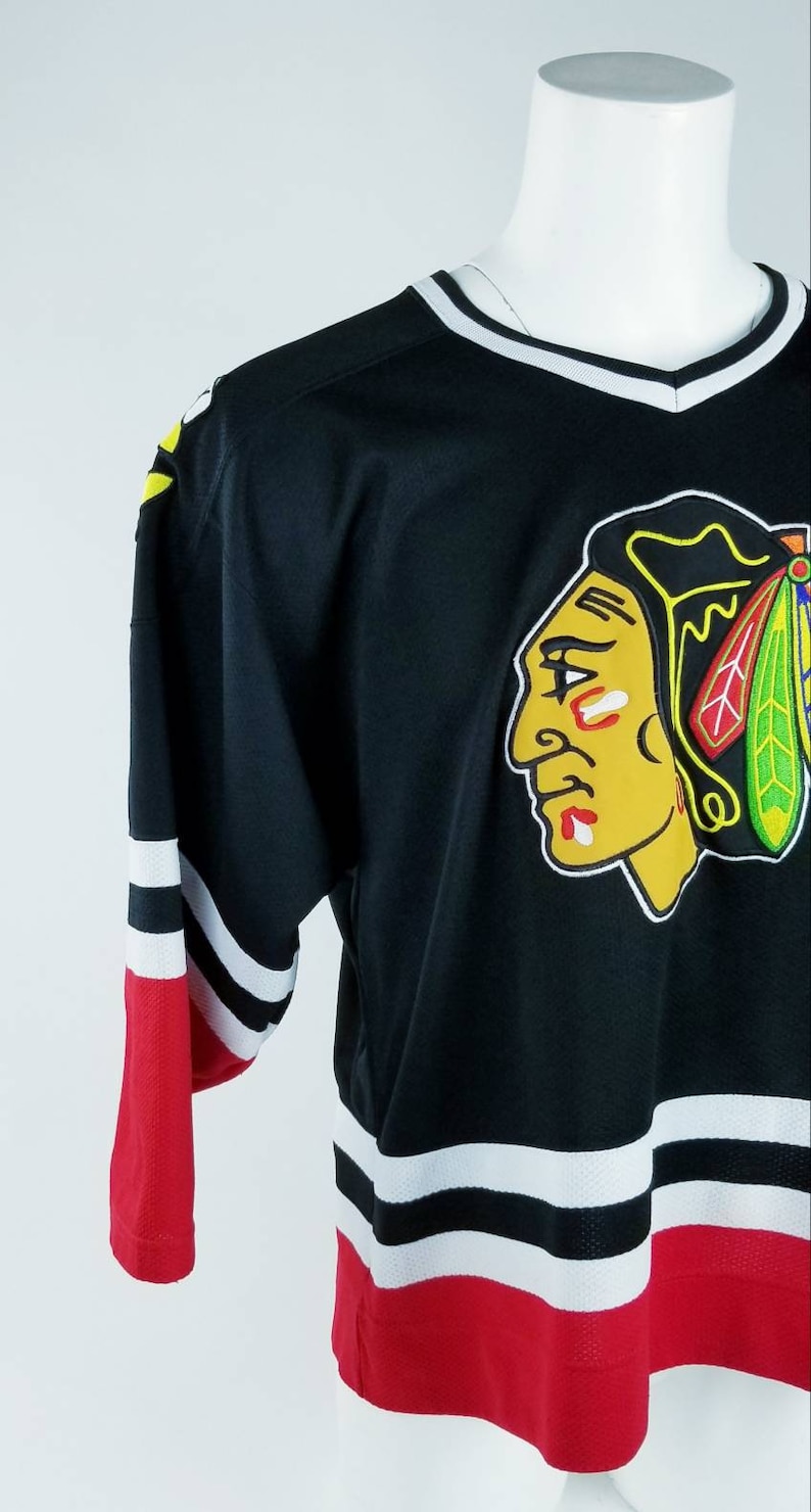 Vintage 90s Chicago Blackhawks NHL Black Hockey Starter Jersey Etsy