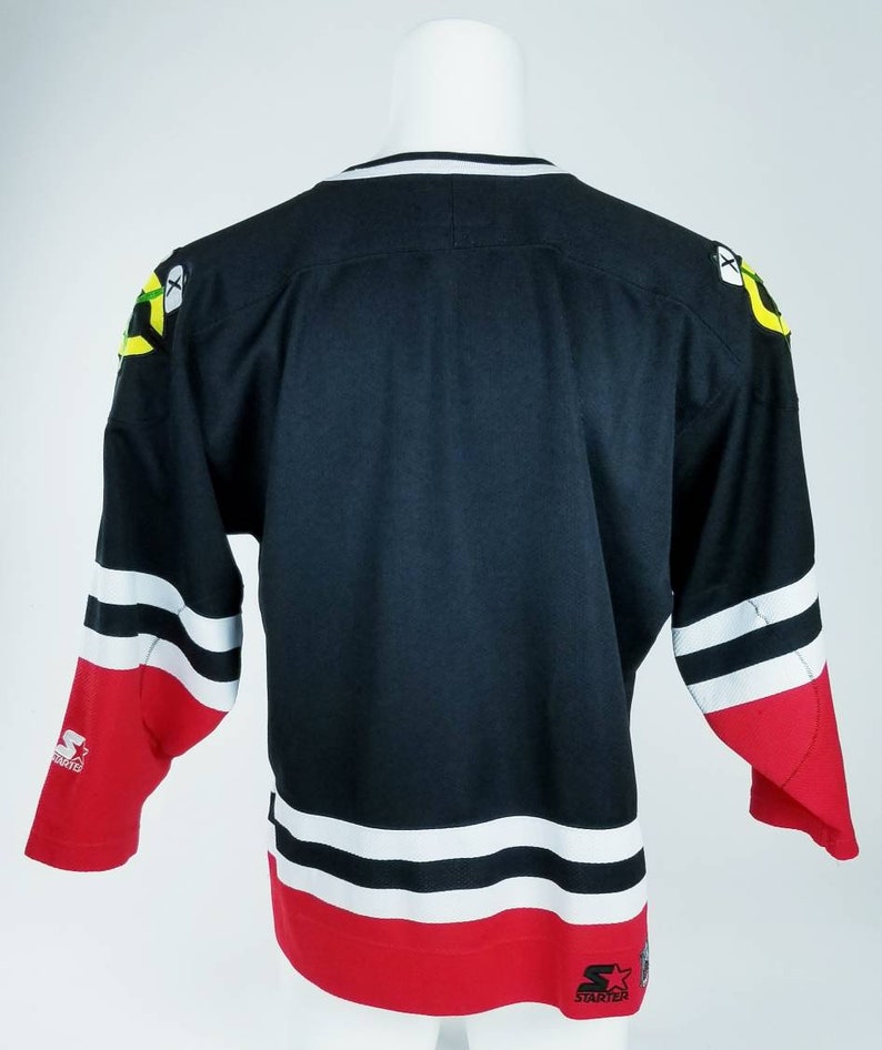 Vintage 90s Chicago Blackhawks NHL Black Hockey Starter Jersey Etsy