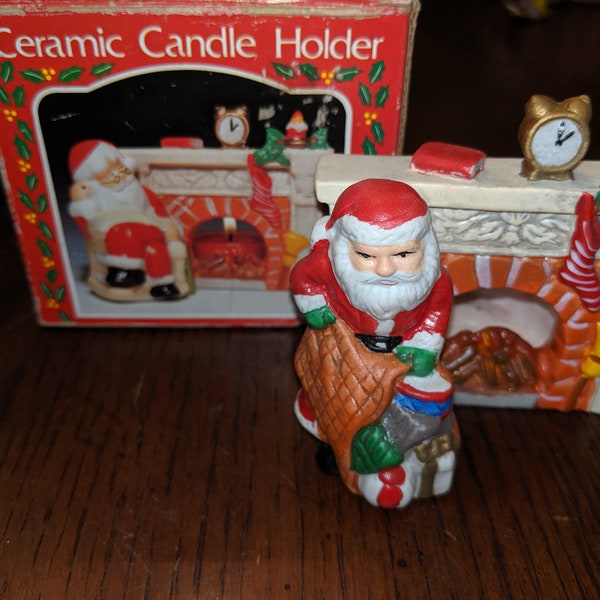 Santa Tea Light Holder / Ceramic Candle Holder / Christmas / Santa Claus / Santa / Kris Kringle / St Nick / Tea Lights / Fire Place / CIJ