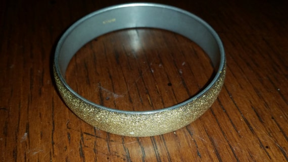 80's Monet Bangle Bracelet, Textured, Gold Plated… - image 2