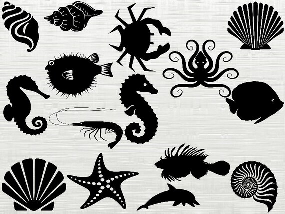 Download Ocean Life Svg Sea Animals Svg Sea Creatures Svg Dxf Etsy