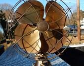 Antique Emerson Electric Company Brass Bladed Oscillating Fan Model 6250-H Works