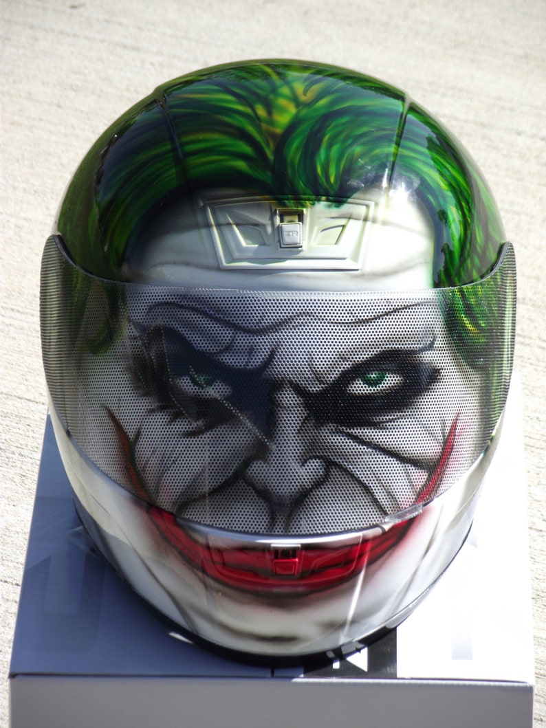 Le Casque De Moto Joker Custom Aérographe Peint Etsy