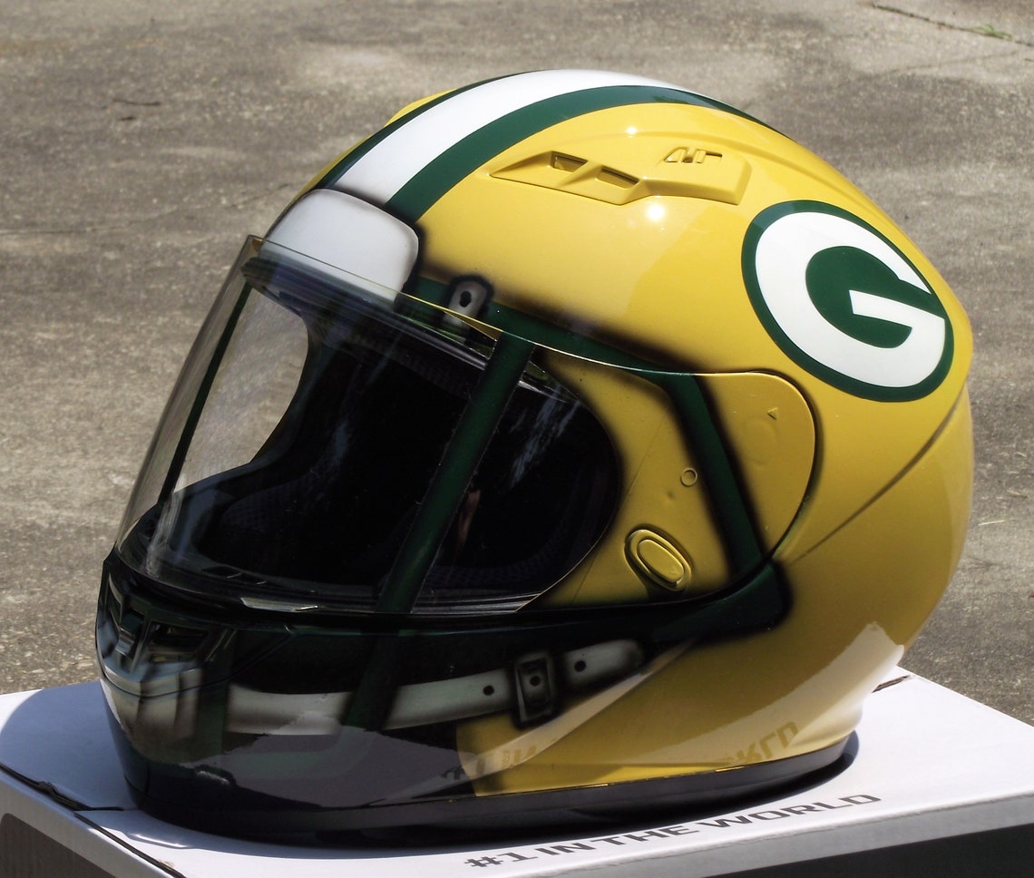 Green Bay Packers custom painted motorcycle helmet Etsy