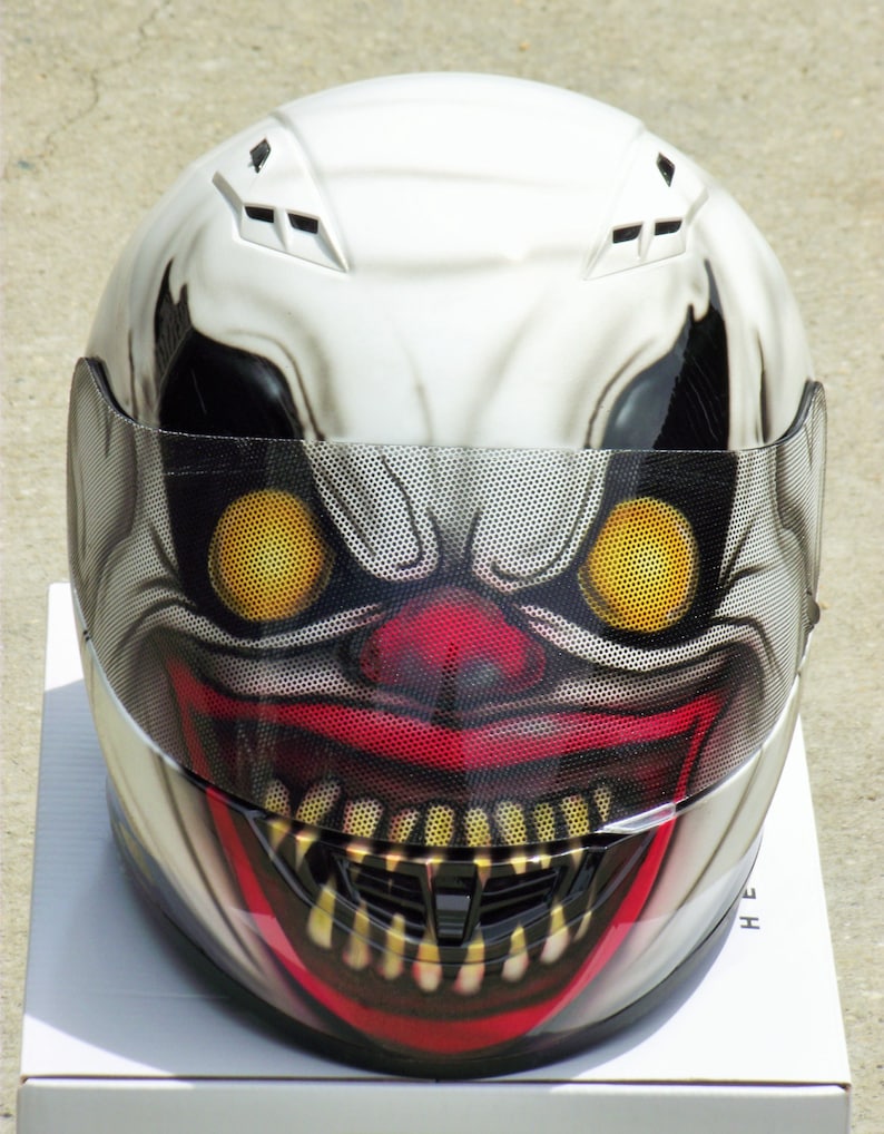 ¡Casco de moto pintado de la aerógrafo personalizado de payaso asustadizo! ¡Casco de moto pintado de la aerógrafo personalizado de payaso asustadizo!
