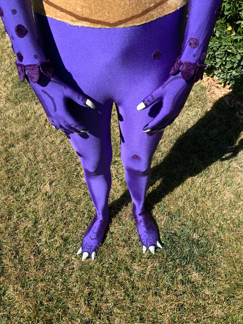 Purple dragon costume bodysuit Reignited. Custom spandex bodysuit