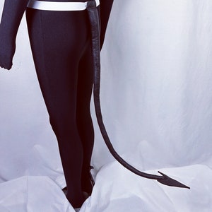 Supple black vegan leather spaded tail