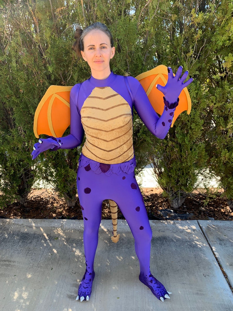 Purple dragon costume bodysuit Reignited. Custom spandex bodysuit