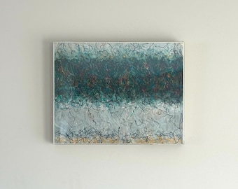 Vintage Abstract Expressionist Painting, Signed MCM Art, "Open (Spring) Tempo", 1971