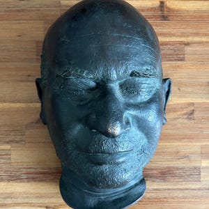 Rare Antique Bronze Death Mask Sculpture - Life Size 19th/20th Century Portrait - Unknown Subject - Historical Funerary Art