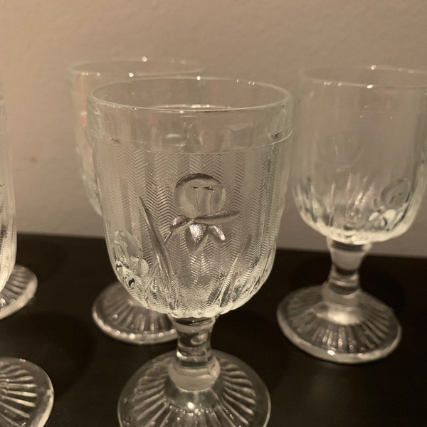 Iris and Herringbone 4 1/2” wine cordial glass