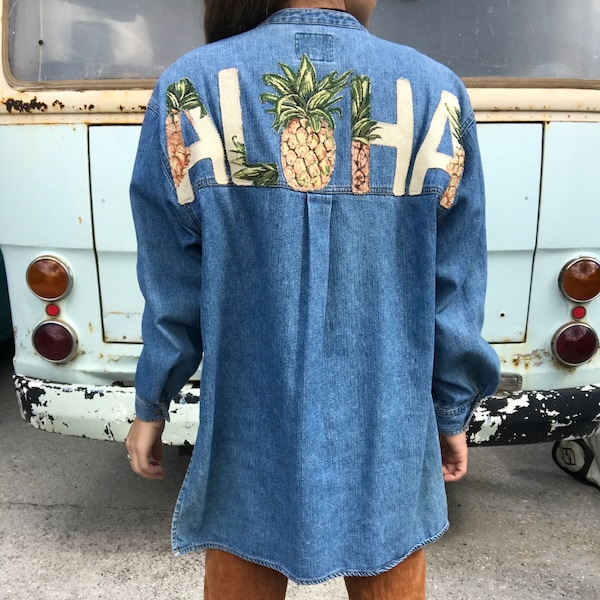 Chambray jacket with Tapestry Aloha