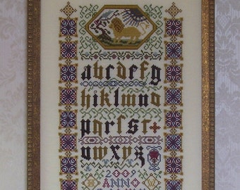 Cross Stitch PDF Pattern Illuminated Manuscript Sampler