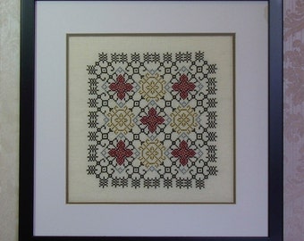 Cross Stitch PDF Pattern Geometric Flower Tiles