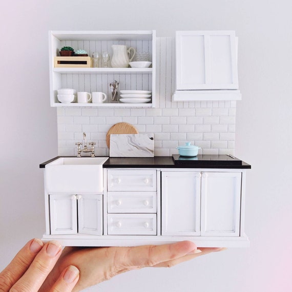 Komplette Küche Set Puppen Haus Miniatur Waschbecken Herd 1,12 Skala 
