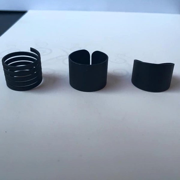 Stackable Black Ring Band, Adjustable Simple Ring For Women, Matte Black Rings For Women, Thick Black Ring Band, Minimalist Ring Band