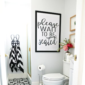 Downloadable and Printable Artwork Bathroom Please Wait to be Seated Sign image 1