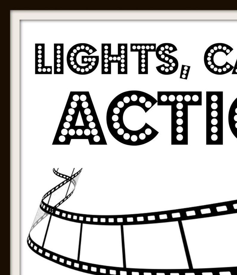 Downloadable Lights, Camera Action Oversized Poster Print Party Decor