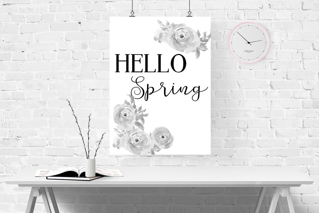 Poster Fhello Spring Hello Spring Floral Print - Spring Flower Oversized Large Poster Wall ...