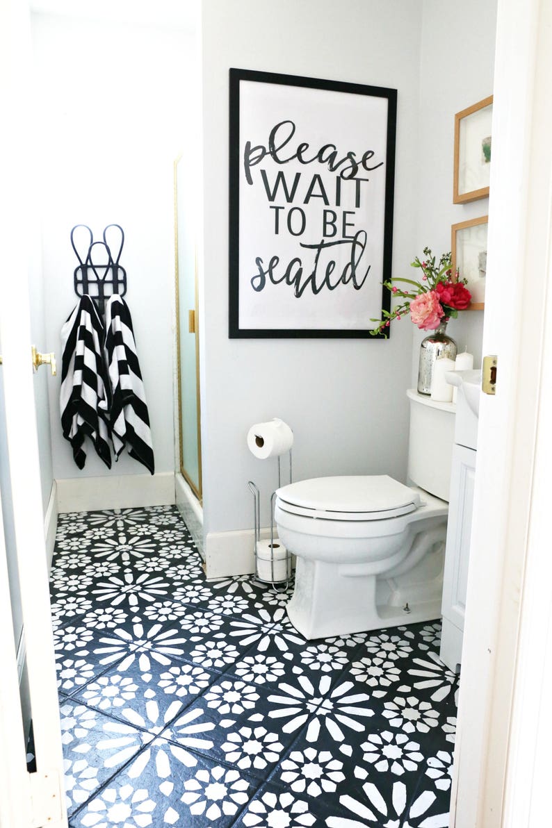 Downloadable and Printable Artwork Bathroom Please Wait to be Seated Sign image 1