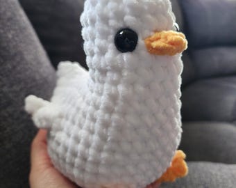 Handmade Crochet Duck: Soft White Yarn Amigurumi Toy, Office Decor, Nursery Friend