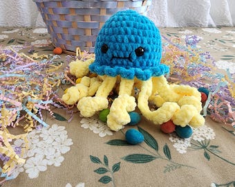 Crochet Jellyfish, squeezable loveable plush.