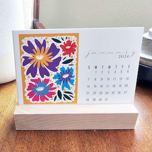 2025 desk calendar |  Vivid Floral Garden Art Mini Desk Calendar 2025 | Calendar + Stand | Teacher Gift | Stocking Stuffer | Co-Worker Gift