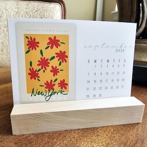 READY TO SHIP // Bold Floral Garden Art Mini Desk Calendar 2026 | 2026 Calendar + Stand | Teacher Gift | Stocking Stuffer | Co-Worker Gift
