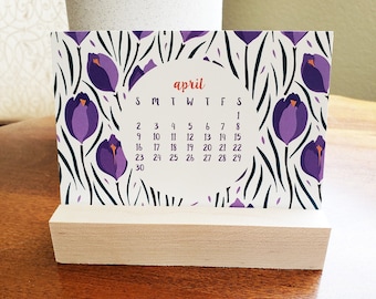 READY TO SHIP // Floral Art Mini Desk Calendar 2024 | 2024 Calendar + Stand | Teacher Gift | Stocking Stuffer | Co-Worker Gift