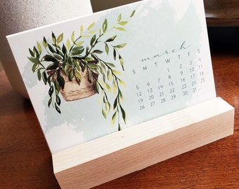 2024 desk calendar, mini desk calendar, stocking stuffer, house plants calendar with stand, fun desk accessories