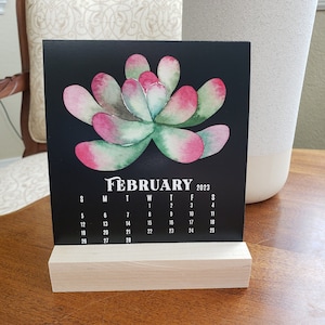 2026 desk calendar |  Cactus Mini Desk Calendar 2026 | Succulents 2026 calendar with stand | great holiday gift | 2026 Calendar with Stand