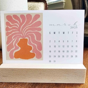 2026 Desk Calendar | Retro Groovy Floral Art Mini Desk Calendar 2026 | Calendar + Stand | Teacher Gift | Stocking Stuffer | Co-Worker Gift