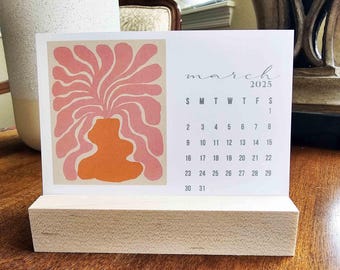 2026 Desk Calendar | Retro Groovy Floral Art Mini Desk Calendar 2026 | Calendar + Stand | Teacher Gift | Stocking Stuffer | Co-Worker Gift