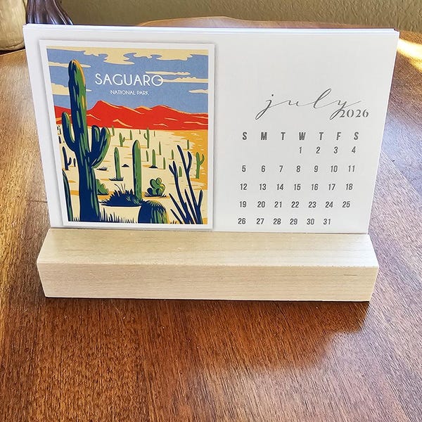 2027 National Parks Desk Calendar with Wood Stand