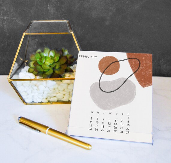 READY TO SHIP // Abstract Art Desk Calendar 2020 Modern Desk | Etsy