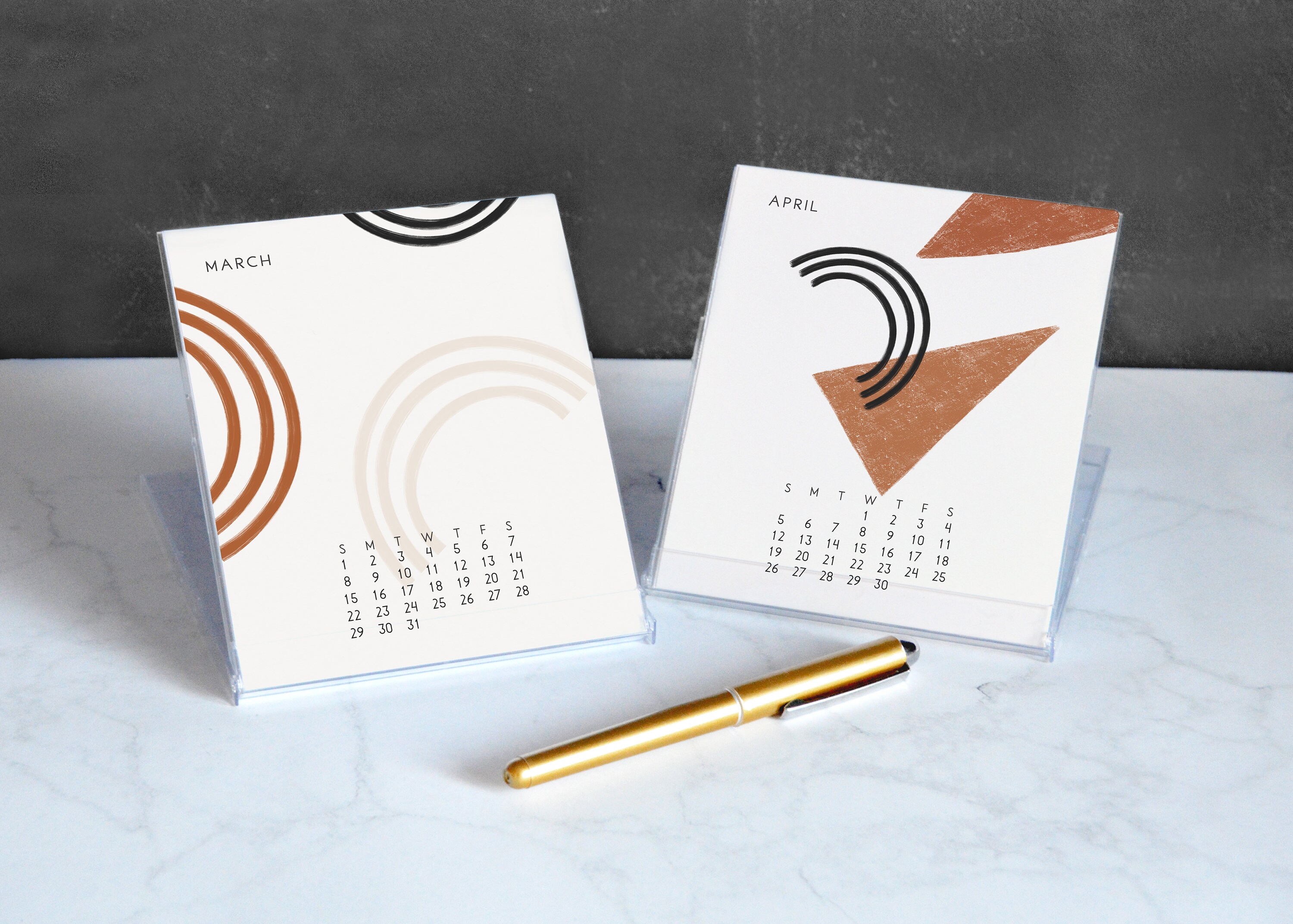 READY TO SHIP // Abstract Art Desk Calendar 2022 Modern Desk | Etsy