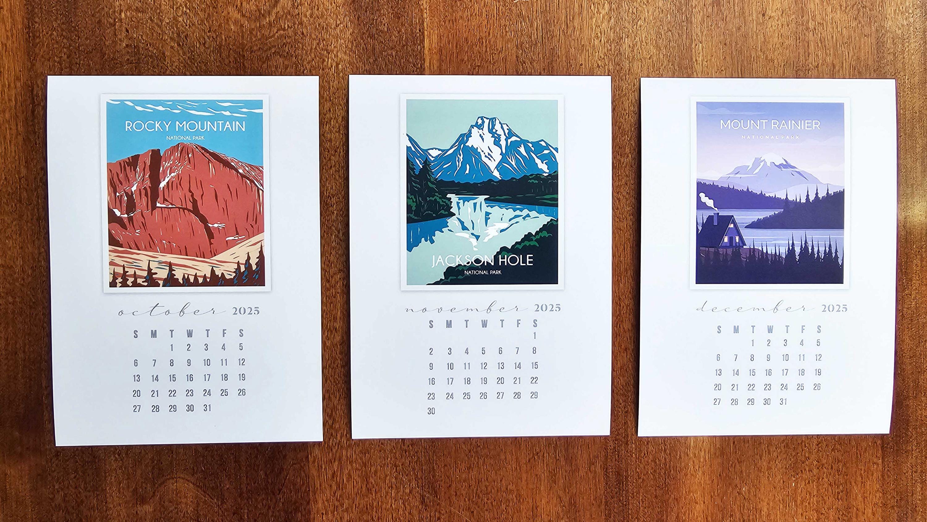 2027 NEW National Parks Art Desk Calendar | Maple Wood Stand - Etsy